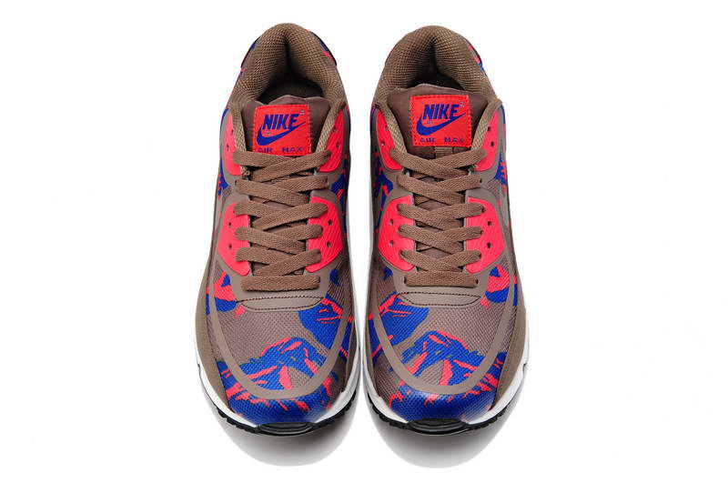 Nike Air Max 90 Chaussures Hommes pre Bande Marron Rouge Bleu (3)